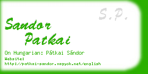 sandor patkai business card