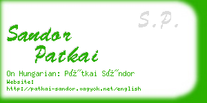 sandor patkai business card